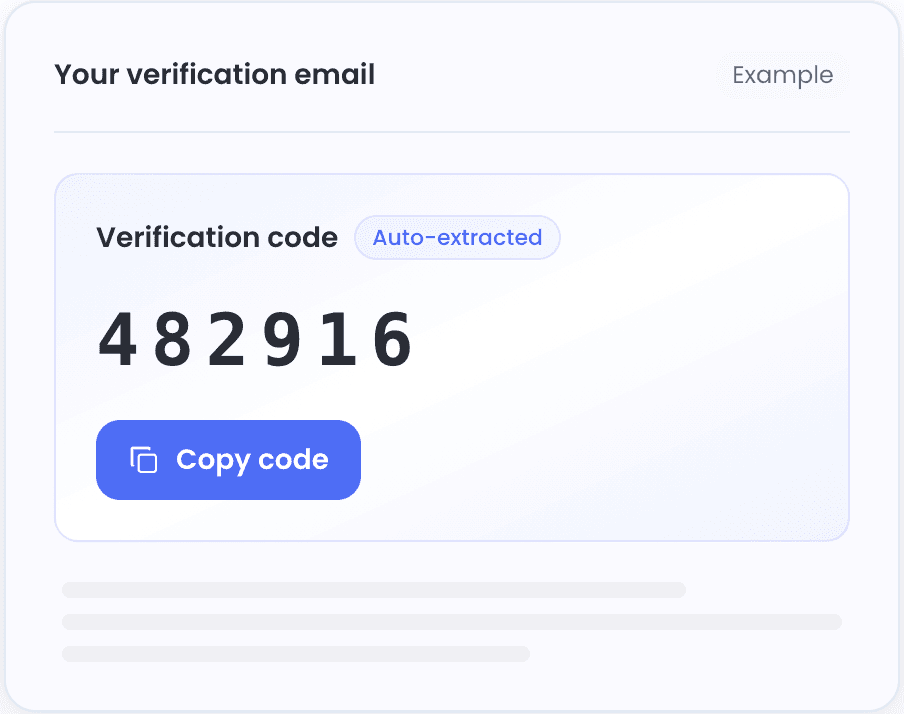 Example of automatic verification code extraction and one-click copying